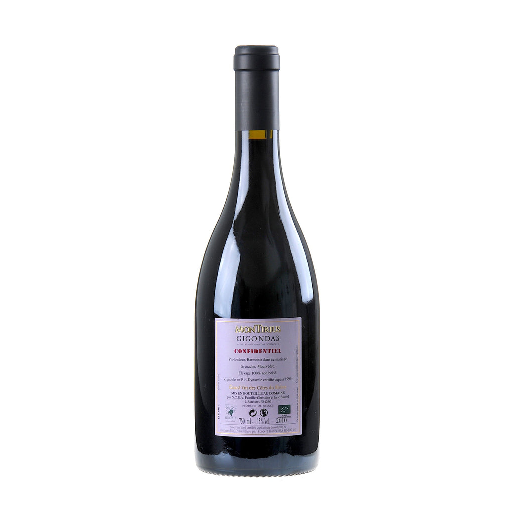 Montirius Confidentiel Gigondas 2010 Rücketikette