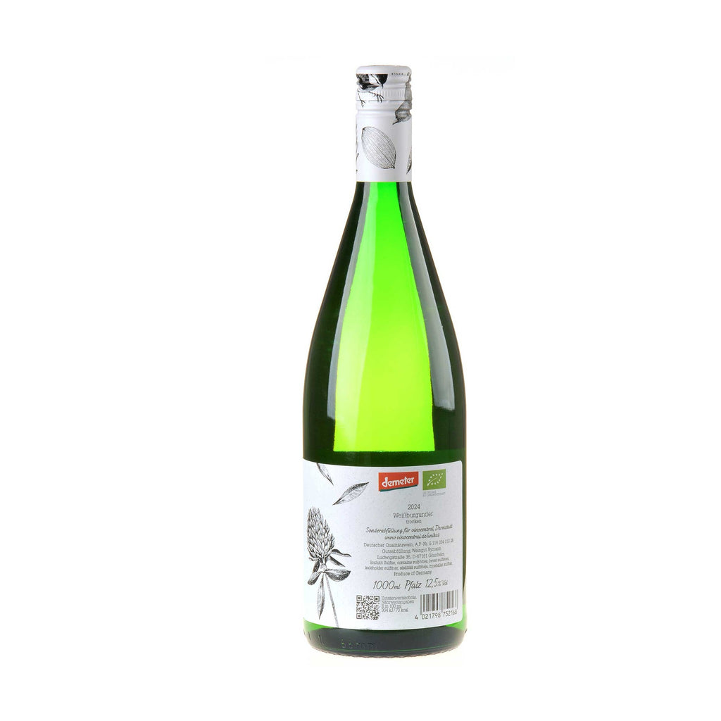 Bild Weingut Eymann Pfälzer Weißburgunder 1 Liter Bio 2024 Rücketikett