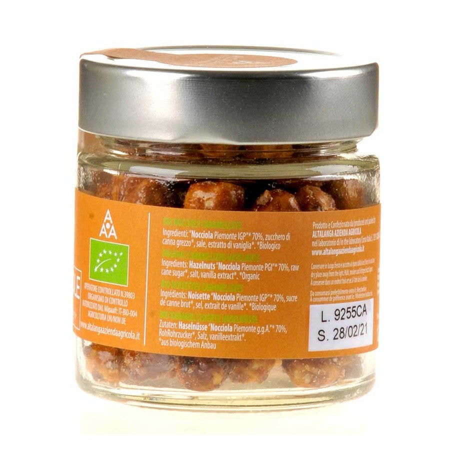Altalanga azienda agricola Haselnüsse karamelisiert im Glas Bio 120g Seitenansicht