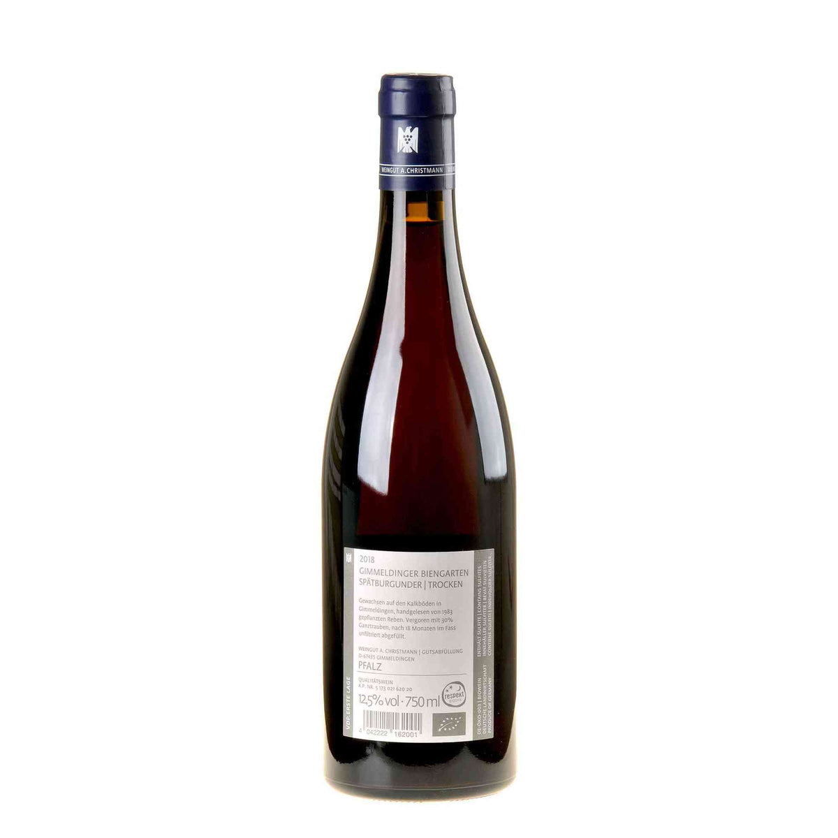 A. Christmann Spätburgunder Gimmeldingen Biengarten Bio 2018 Rücketikett