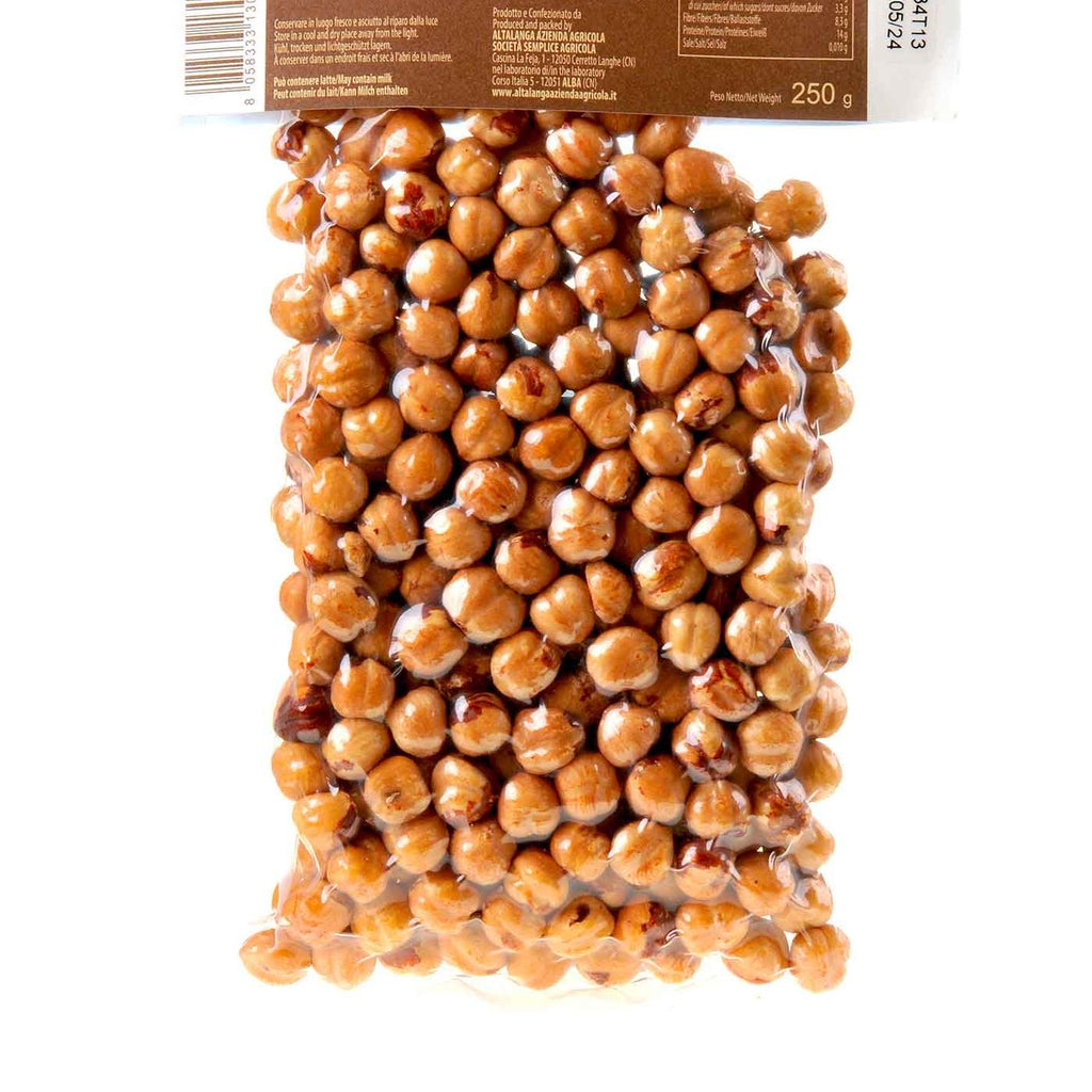Altalanga azienda agricola Piemonteser Haselnüsse geröstet Vakuum verpackt Bio 250g Rücketikett