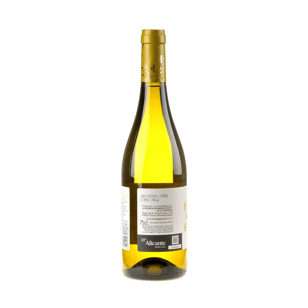 Bodegas Pinoso Vergel White Bio 2024 Rücketikett
