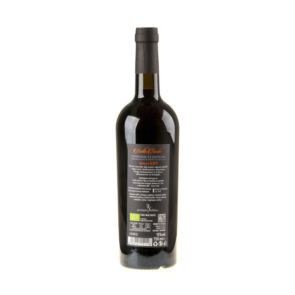 Cantina Giuseppe Sedilesu Ballu Tundu Cannonau di Sardegna Riserva Bio 2019 Rücketikett