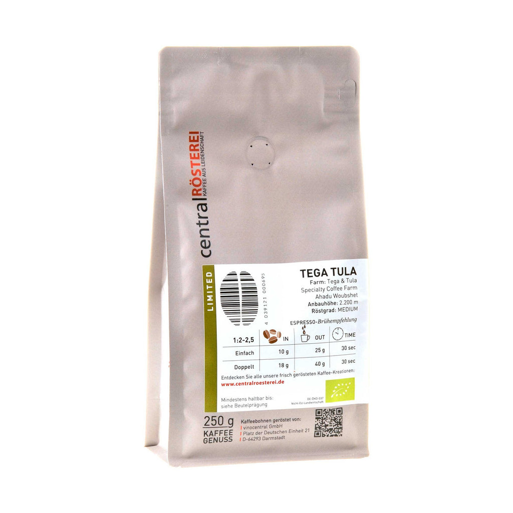 CentralRösterei Tega Tula Äthiopien Espresso 250g bio Rücketikett