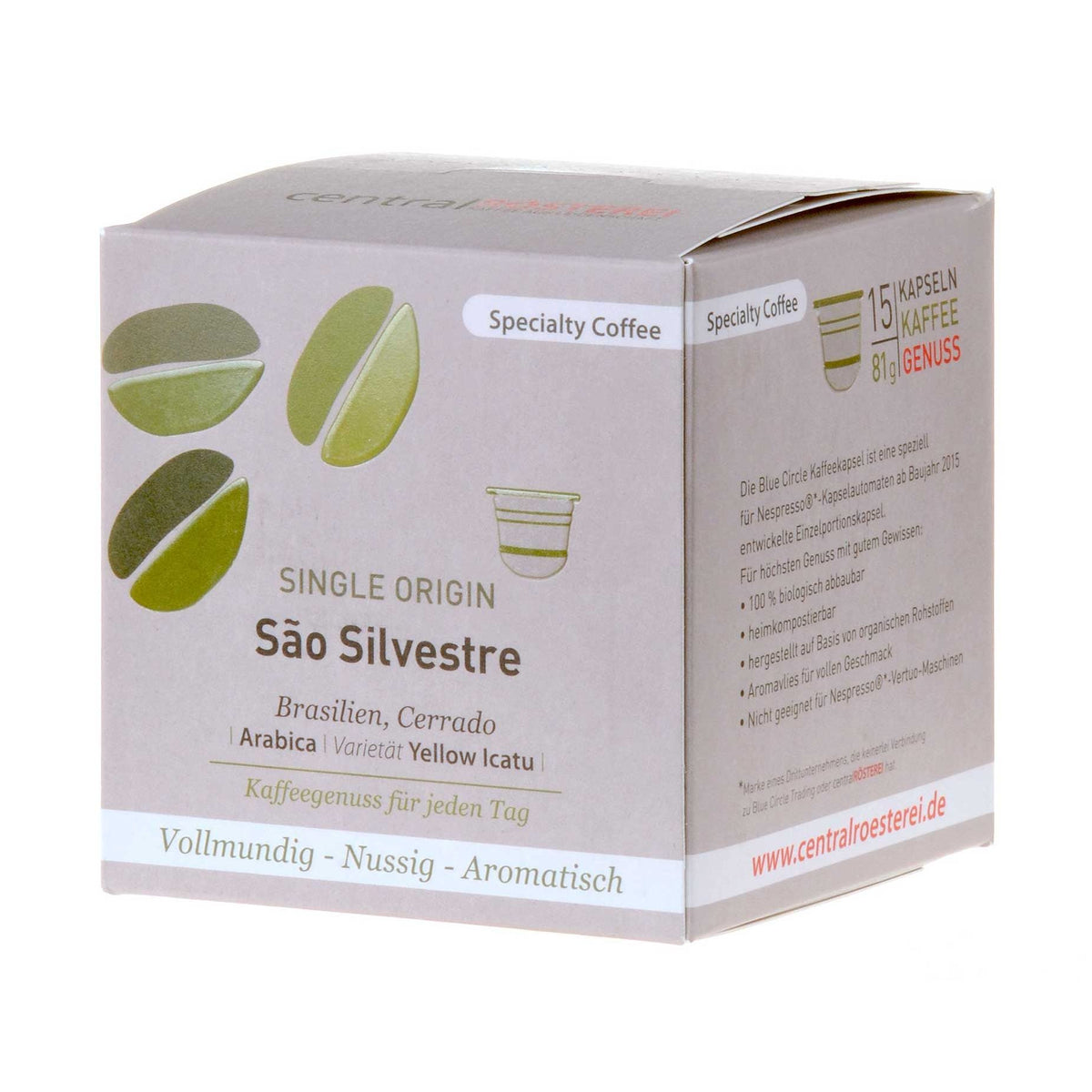 CentralRösterei Kaffeekapseln Sao Silvestre vorne