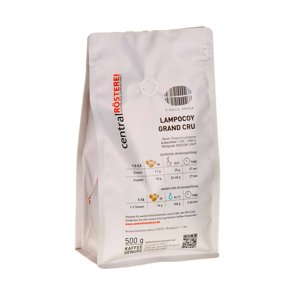 CentralRösterei Lampocoy Grand Cru Guatemala 500g Rücketikett