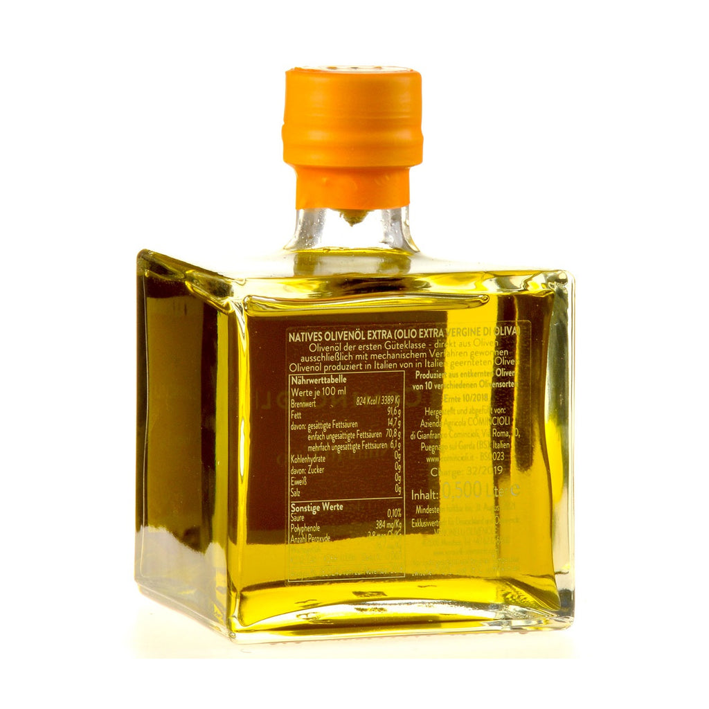 Gianfranco Comincioli Numero uno Olivenöl Extra Vergine i denocciolati 2018 500ml Flasche Rücketikette