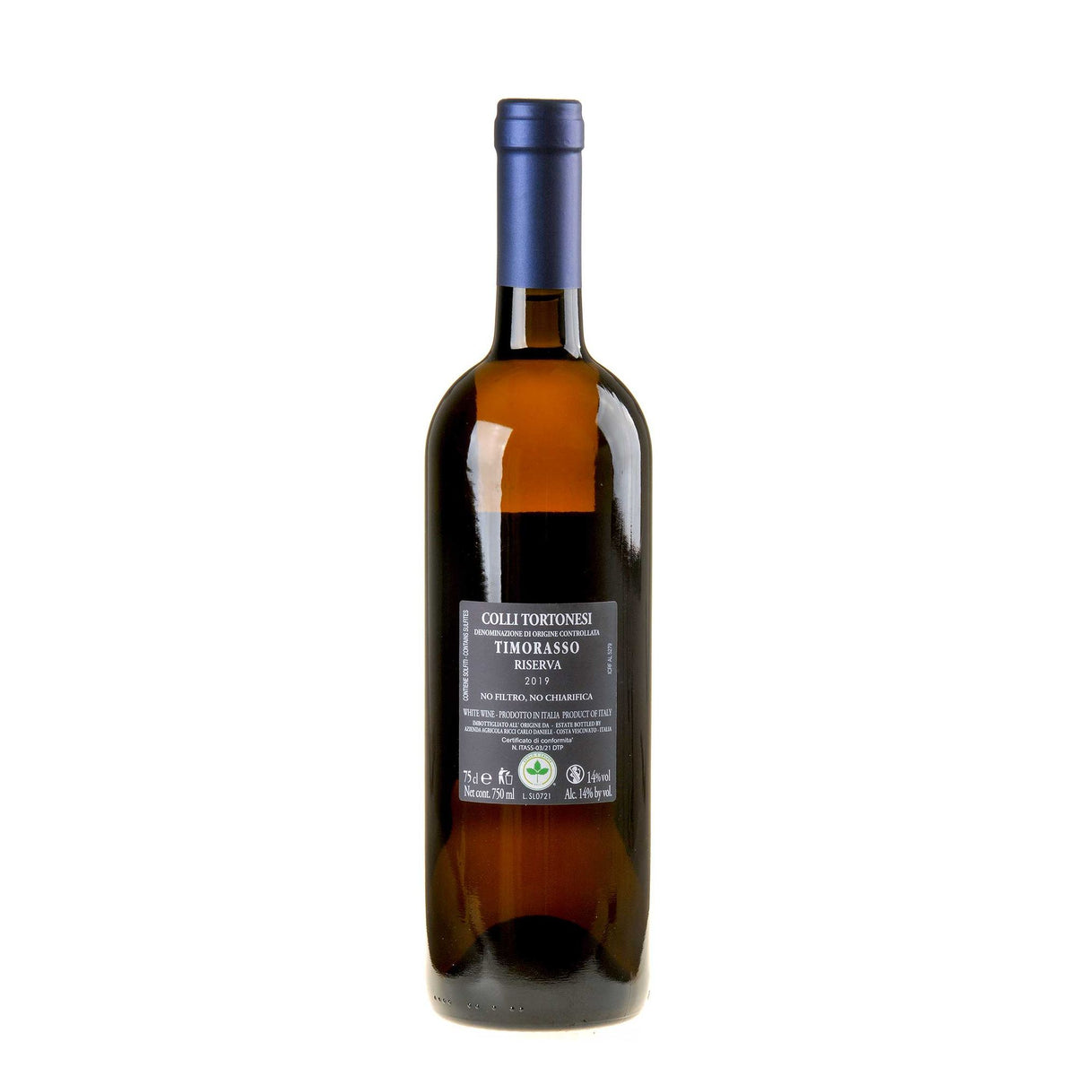 Daniele Ricci San Leto Derthona Colli Trotonesi Timorasso Riserva Bio 2019 Rücketikett