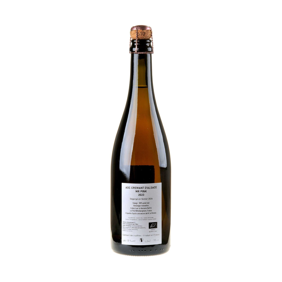Domaine Rieffel Crémant Rosé Mr. Pink Bio 2023 Rücketikett