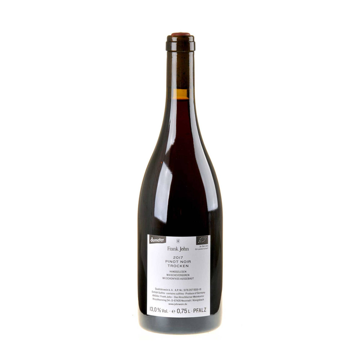 Frank John Pinot Noir Bio 2017 Rücketikett