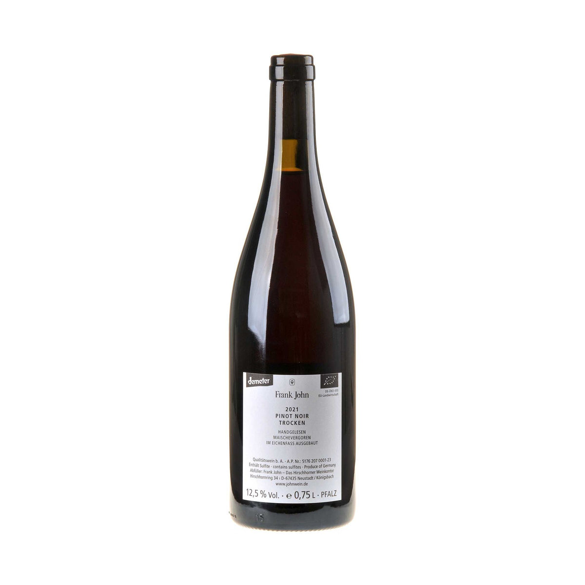 Frank John Pinot Noir Bio 2021 Rücketikett