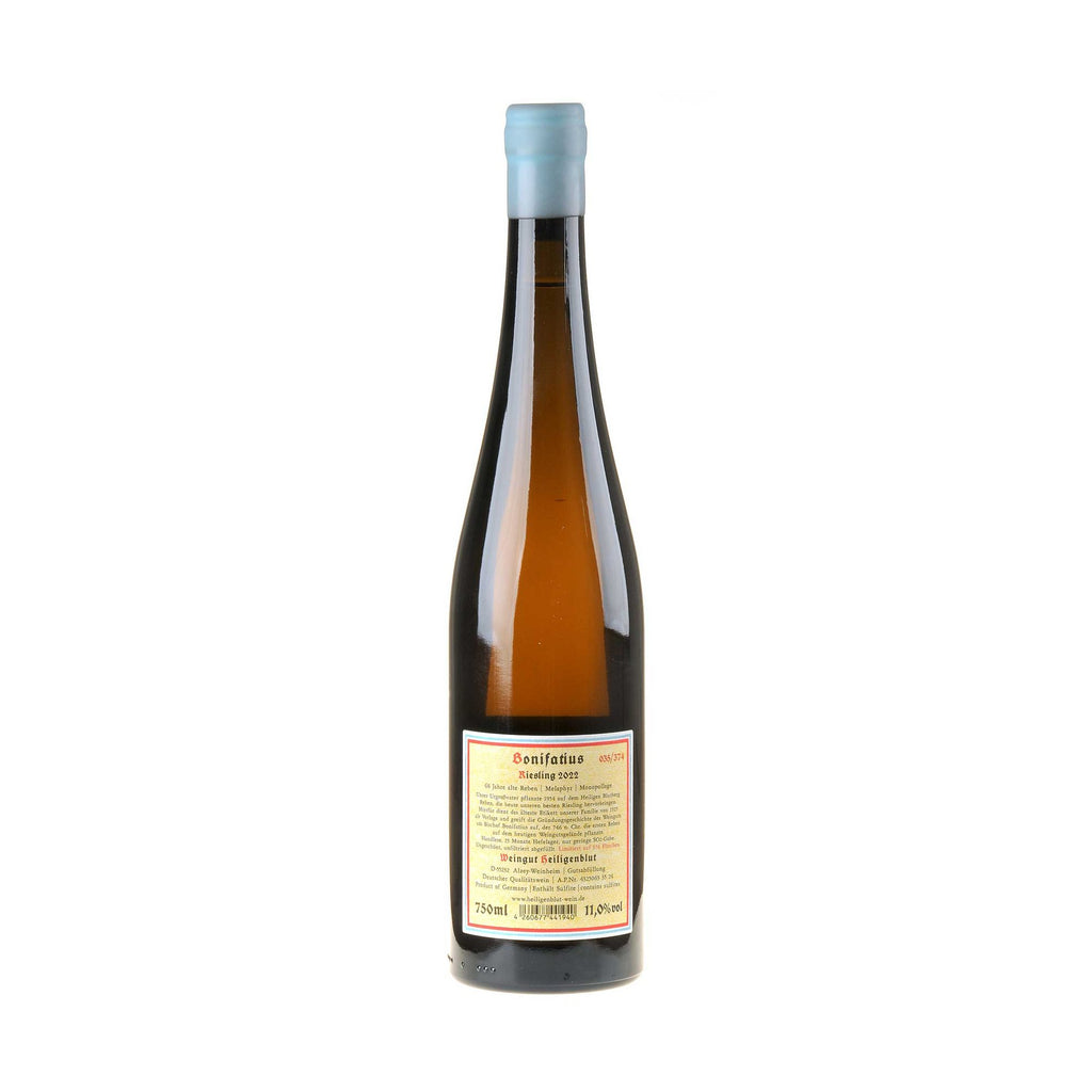 Weingut Heiligenblut Riesling Bonifatius 2022 Rücketikett