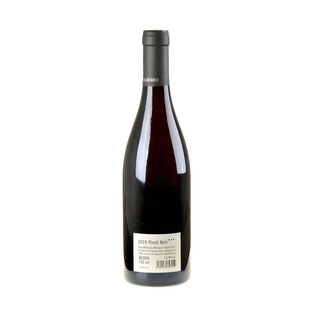 Holger Koch Pinot Noir drei Sterne 2019 Rücketikette