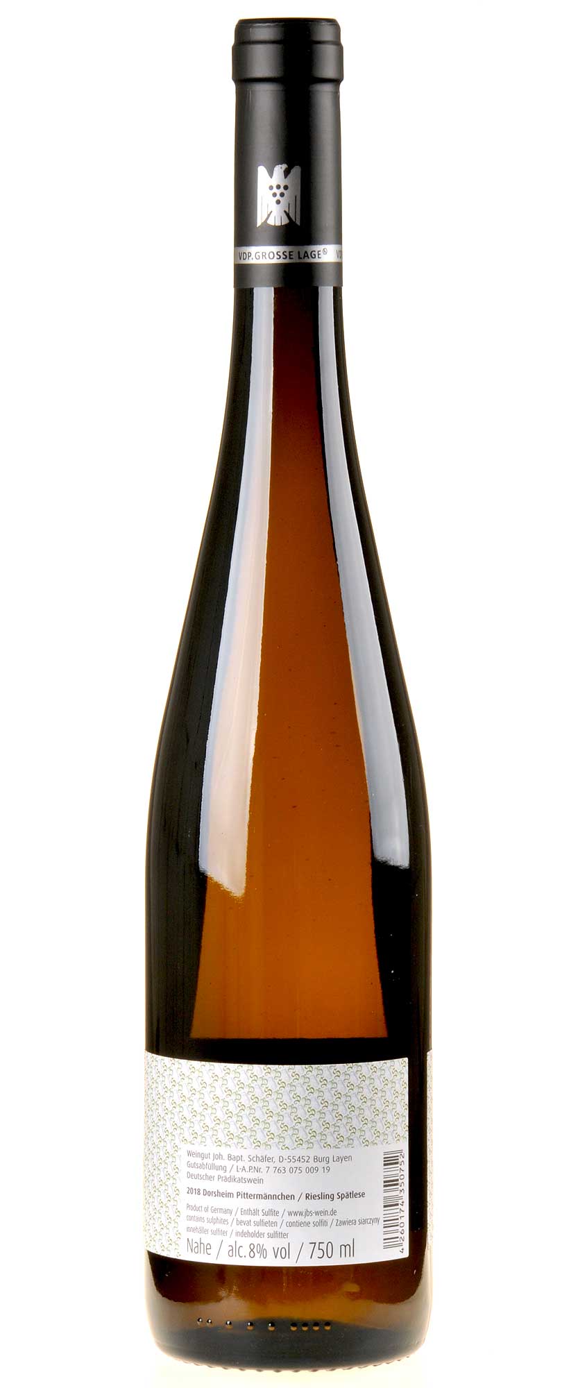 Joh. Bapt. Schäfer Pittermännchen Riesling Spätlese 2018 Rücketikette