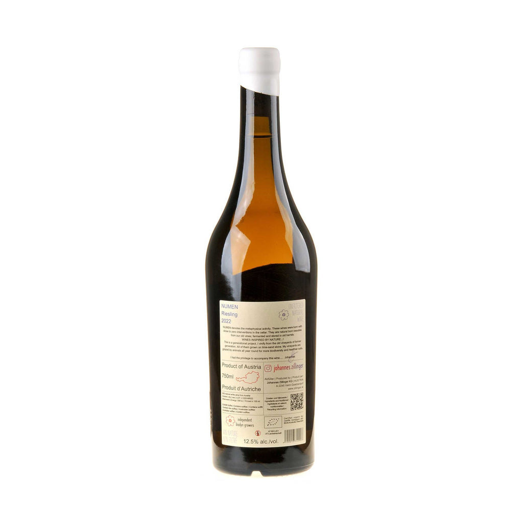 Johannes Zillinger NUMEN Riesling Bio 2022 Rücketikett