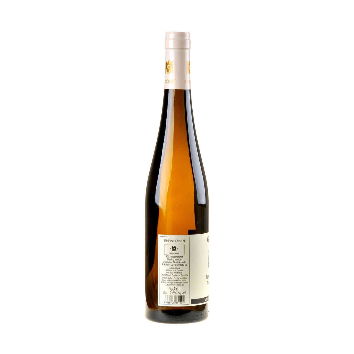 K.F. Groebe Riesling Westhofener trocken Aus Ersten Lagen 2022 Rücketikett