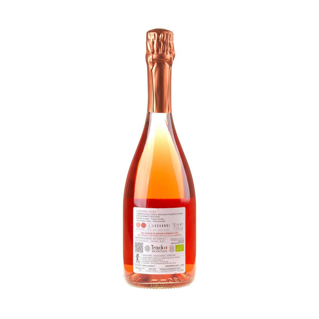 Lusvardi Wine Lusvardi Rosé Lambrusco Spumante Bio Rücketikett