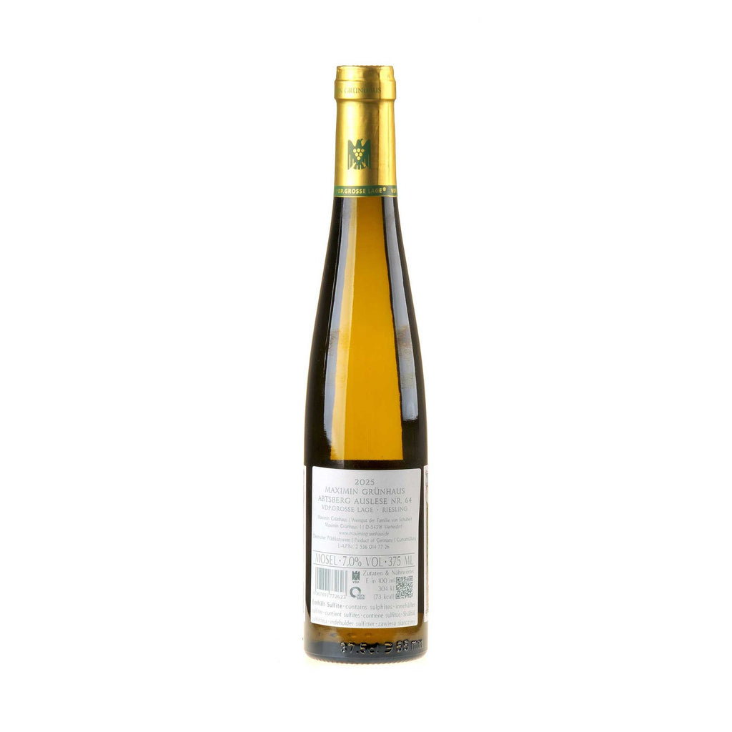 Maximin Grünhaus Riesling Abtsberg Auslese Nr. 64 2025 0,375l Rücketikett