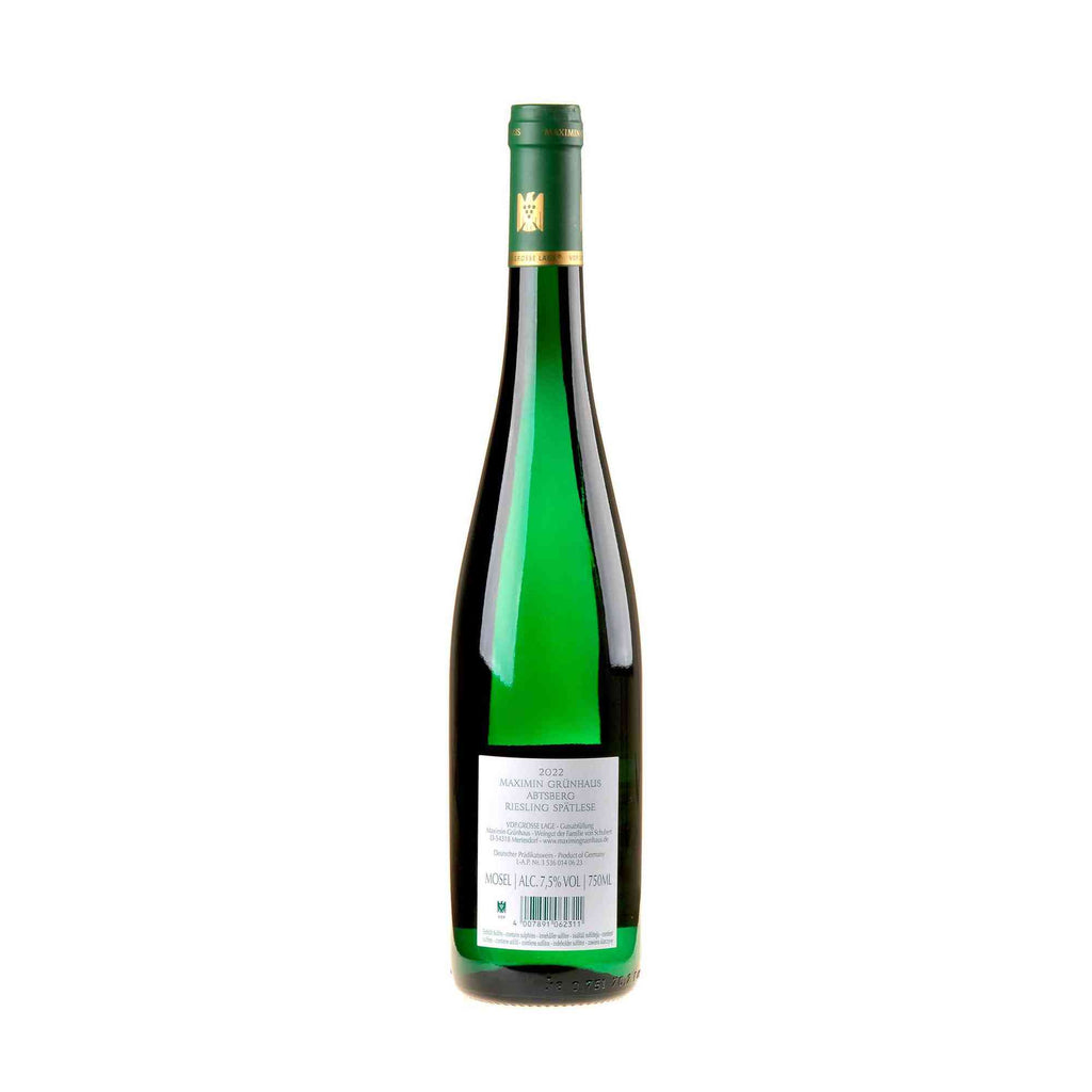 Maximin Grünhaus Riesling Abtsberg Spätlese 2022 Rücketikett