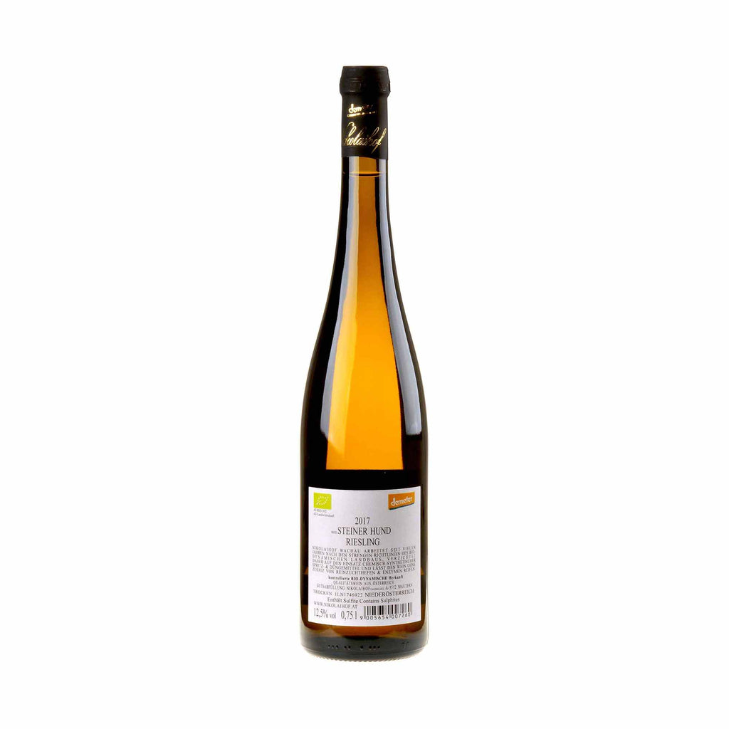 Nikolaihof Riesling Steiner Hund 2017 Rücketikett