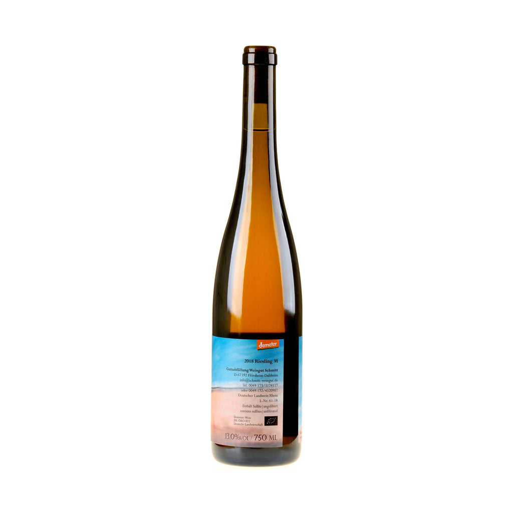 Ökologisches Weingut Schmitt Riesling M Bio 2018 Rücketikette