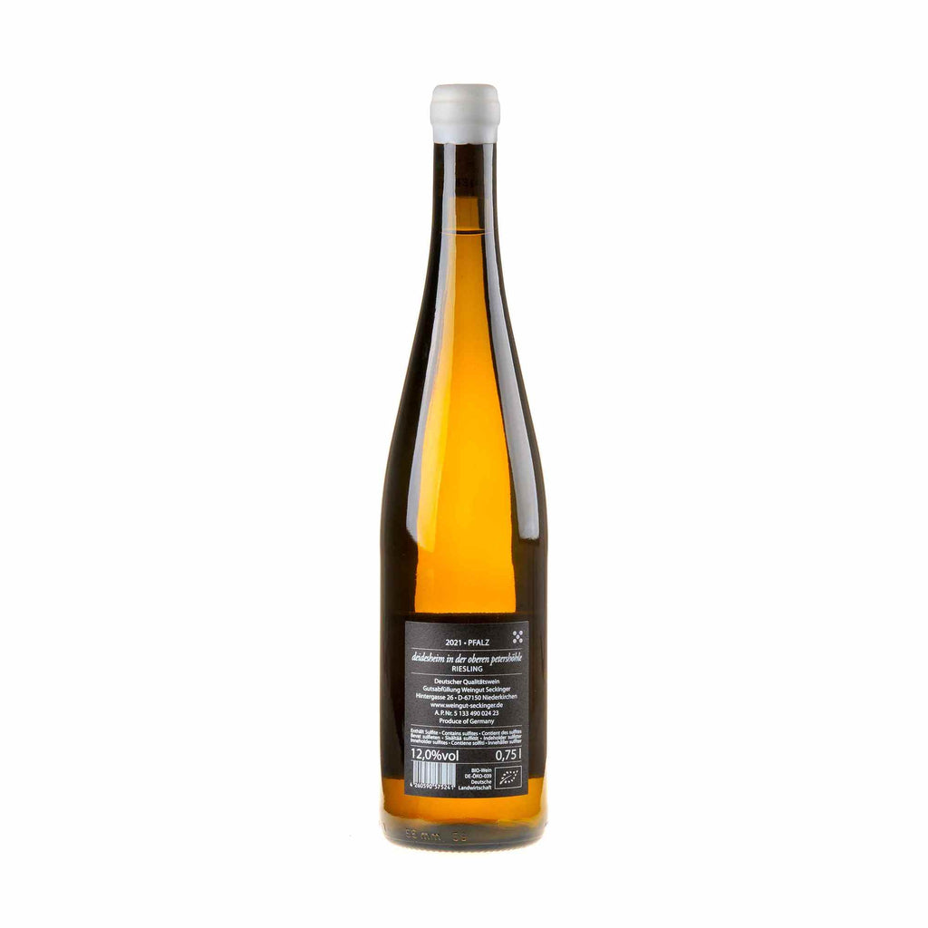 Seckinger Riesling Deidesheim Petershöhle Bio 2021 Rücketikett