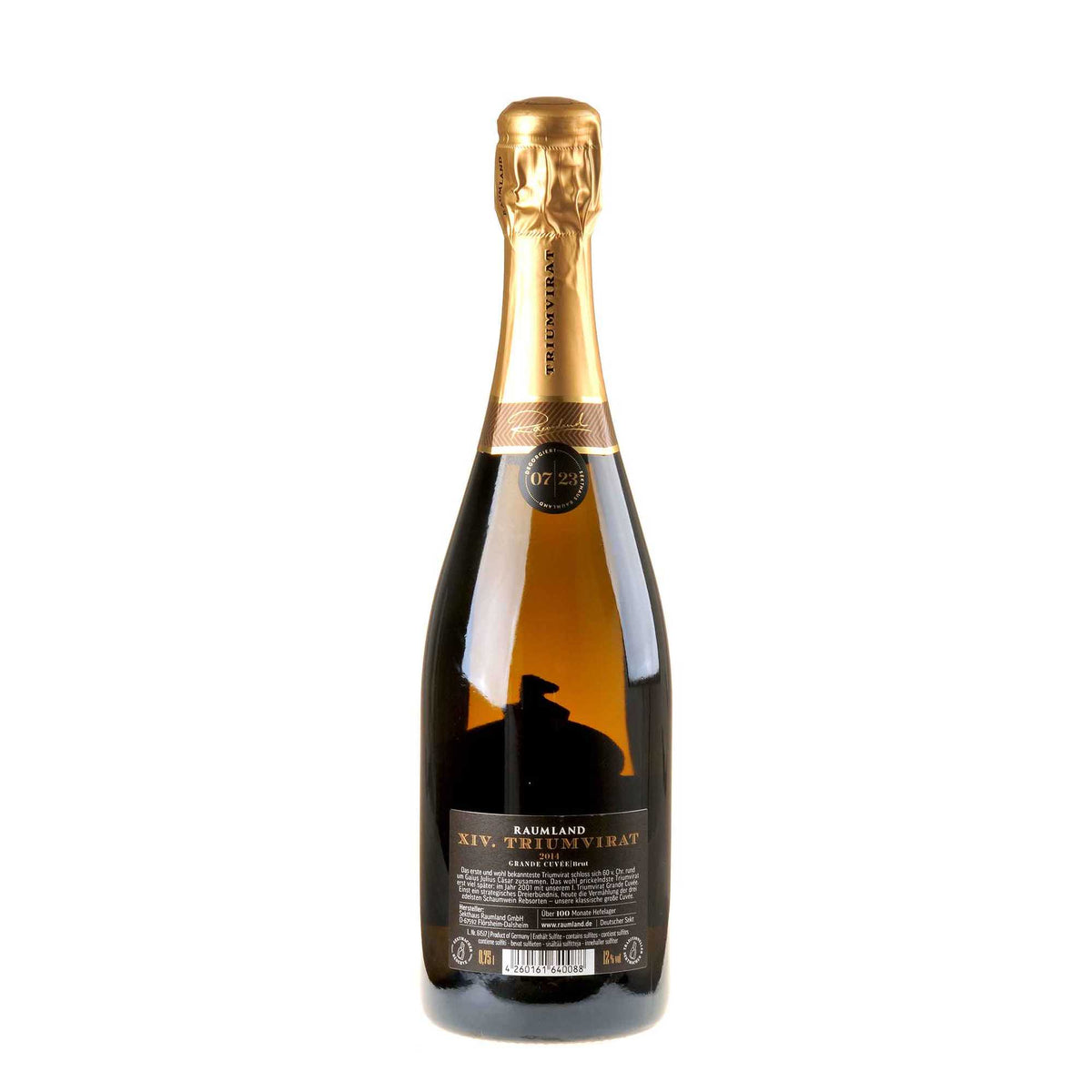 Sekthaus Raumland XIV.Triumvirat Grande Cuvée Brut 2014 Rücketikett