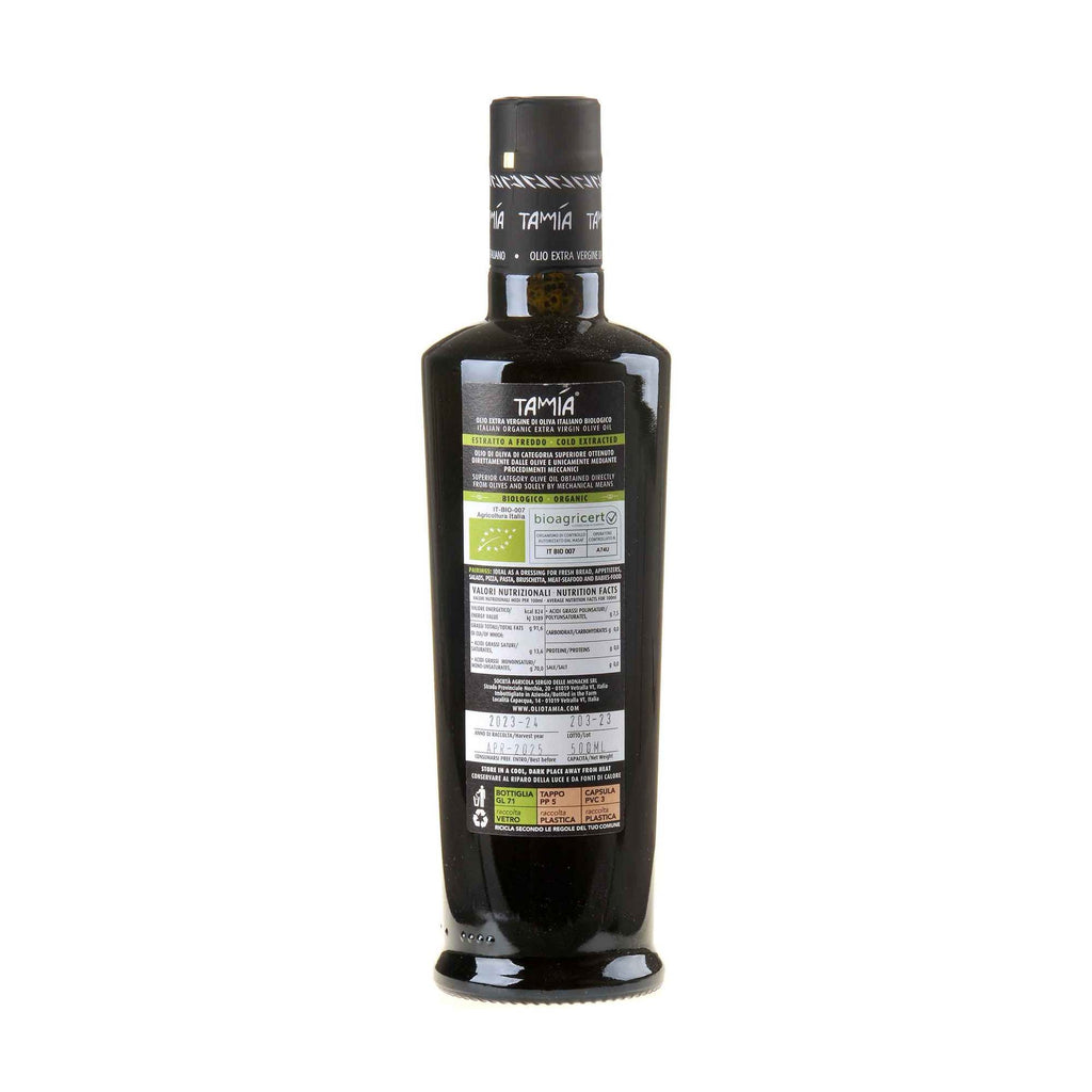Tamia Gold Olivenöl extra Vergine Bio 2023/24 500ml Rücketikett