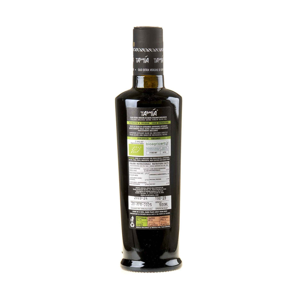 Tamia Maurino Olivenöl extra Vergine Bio 2023/24 500ml Rücketikett
