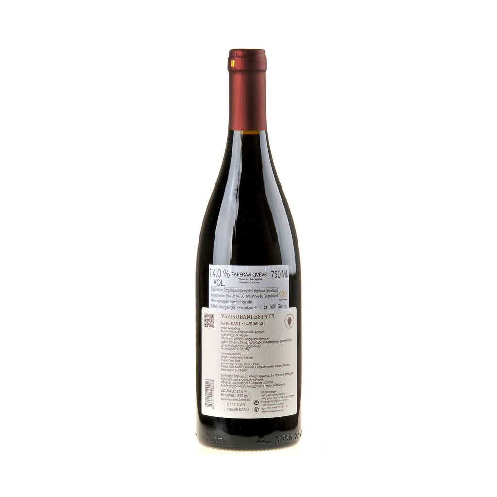 Vazisubani Estate Quevri Saperavi 2021 Rücketikett