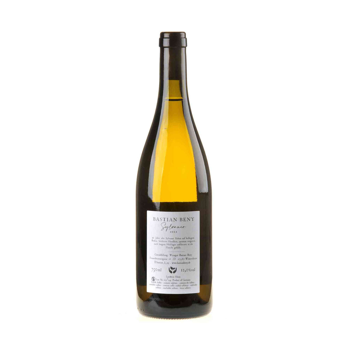 Weingut Bastian Beny Sylvaner 2022 Rücketikett