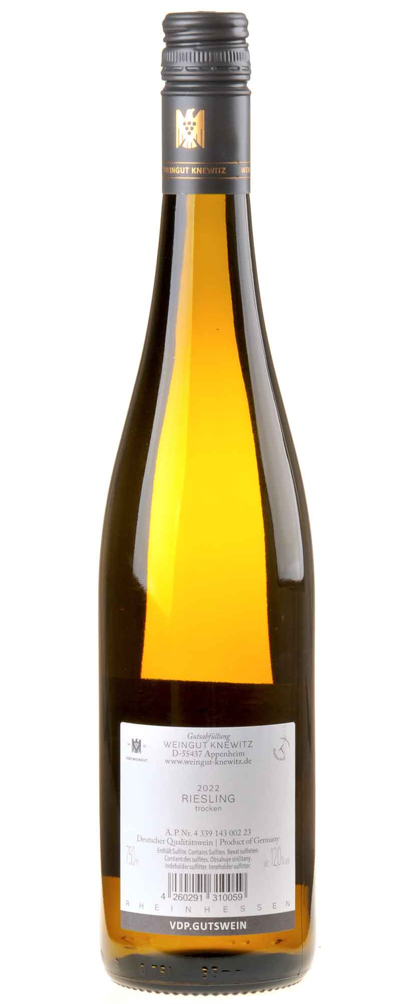Weingut Knewitz Riesling 2022 Rücketikett