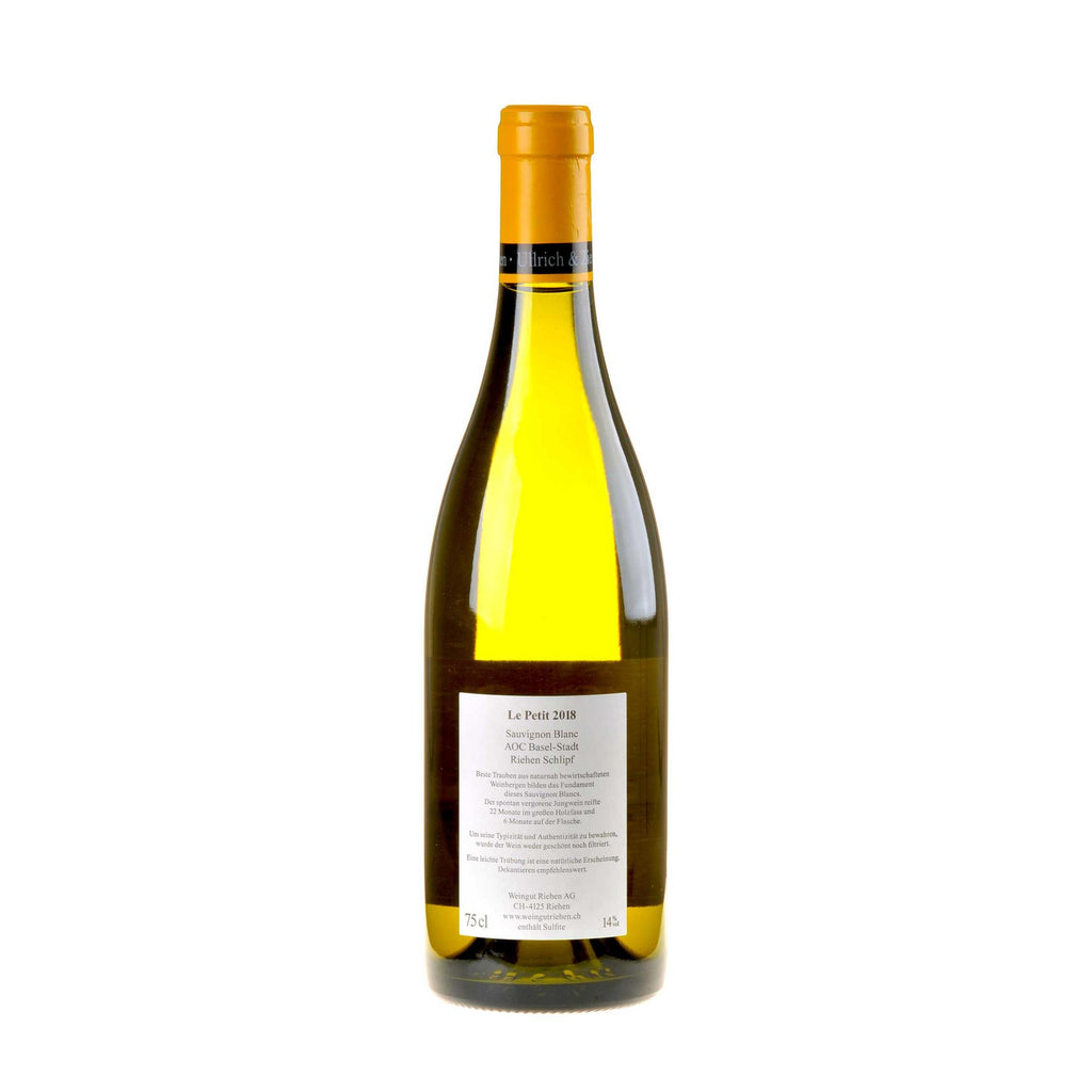 Weingut Riehen Le Petit Sauvignon AOC Basel-Stadt 2018 Rücketikett