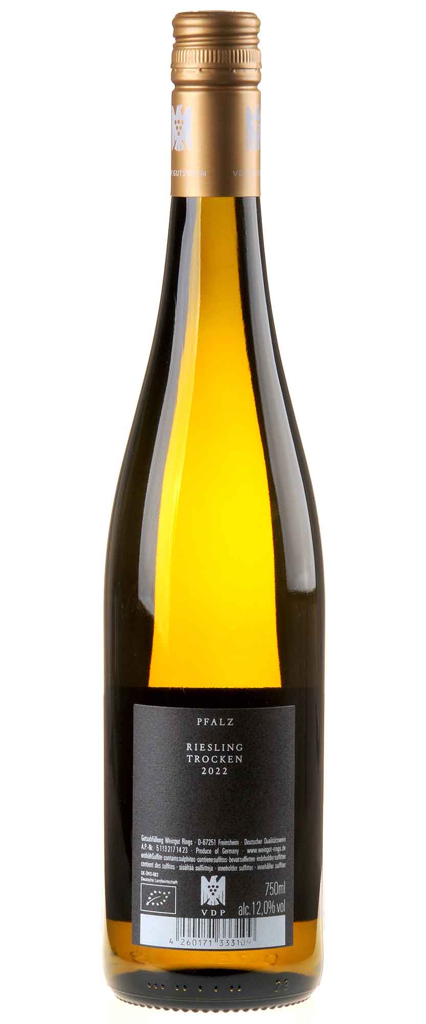 Weingut Rings Riesling Bio 2022 Rücketikett
