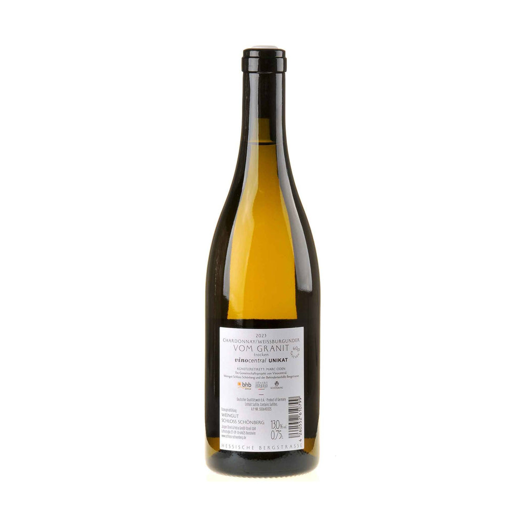 Weingut Schloss Schönberg Chardonnay/Weißburgunder vom Granit vinocentral UNIKAT 2023 Rücketikett