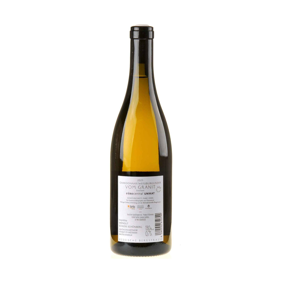 Weingut Schloss Schönberg Chardonnay/Weißburgunder vom Granit vinocentral UNIKAT 2023 Rücketikett