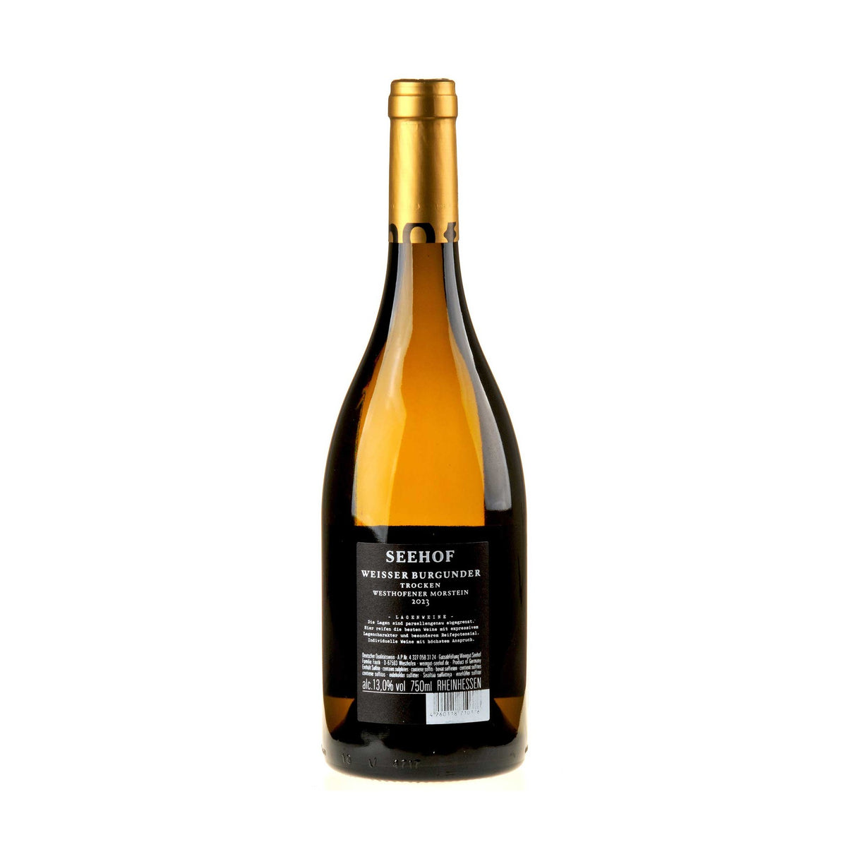 Weingut Seehof Weißer Burgunder Morstein -R- Ruecketikett