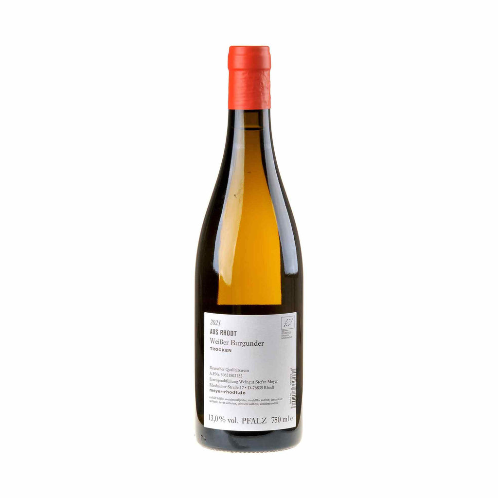 Weingut Stefan Meyer Weißer Burgunder aus Rhodt Bio 2021 Rücketikett