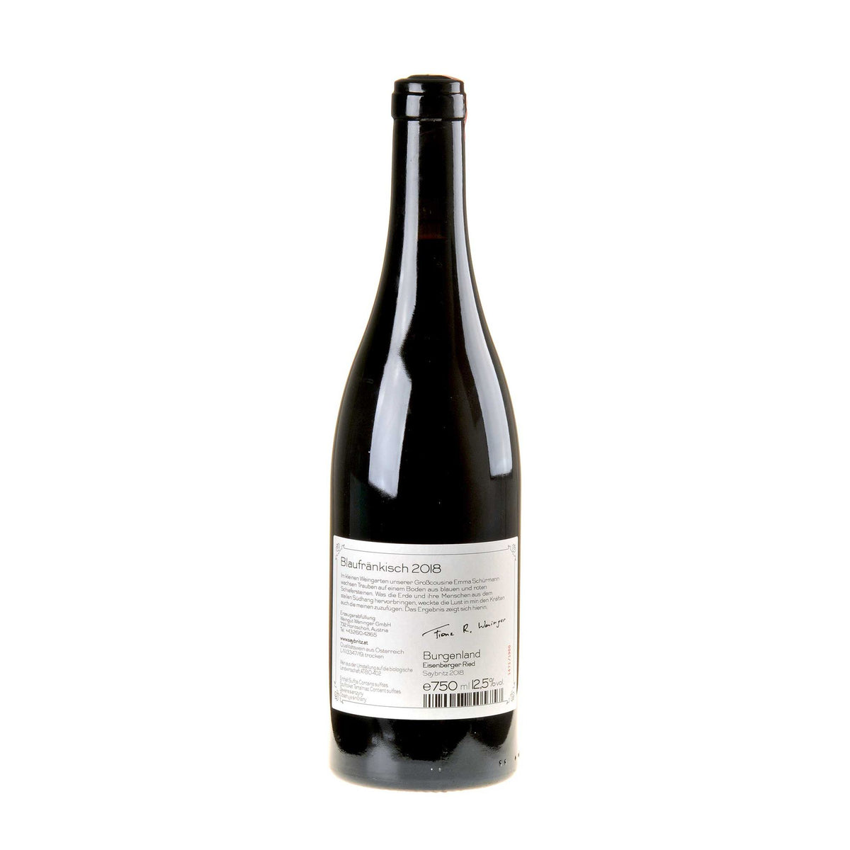 Weingut Weninger Blaufränkisch Saybritz 2018 Rücketikette