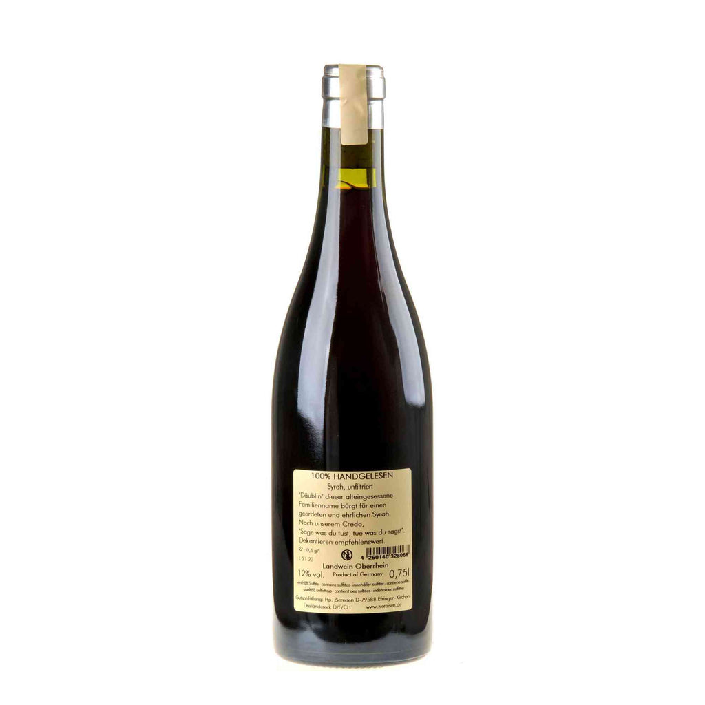 Weingut Ziereisen Jaspis Däublin Syrah 2021 Rücketikett