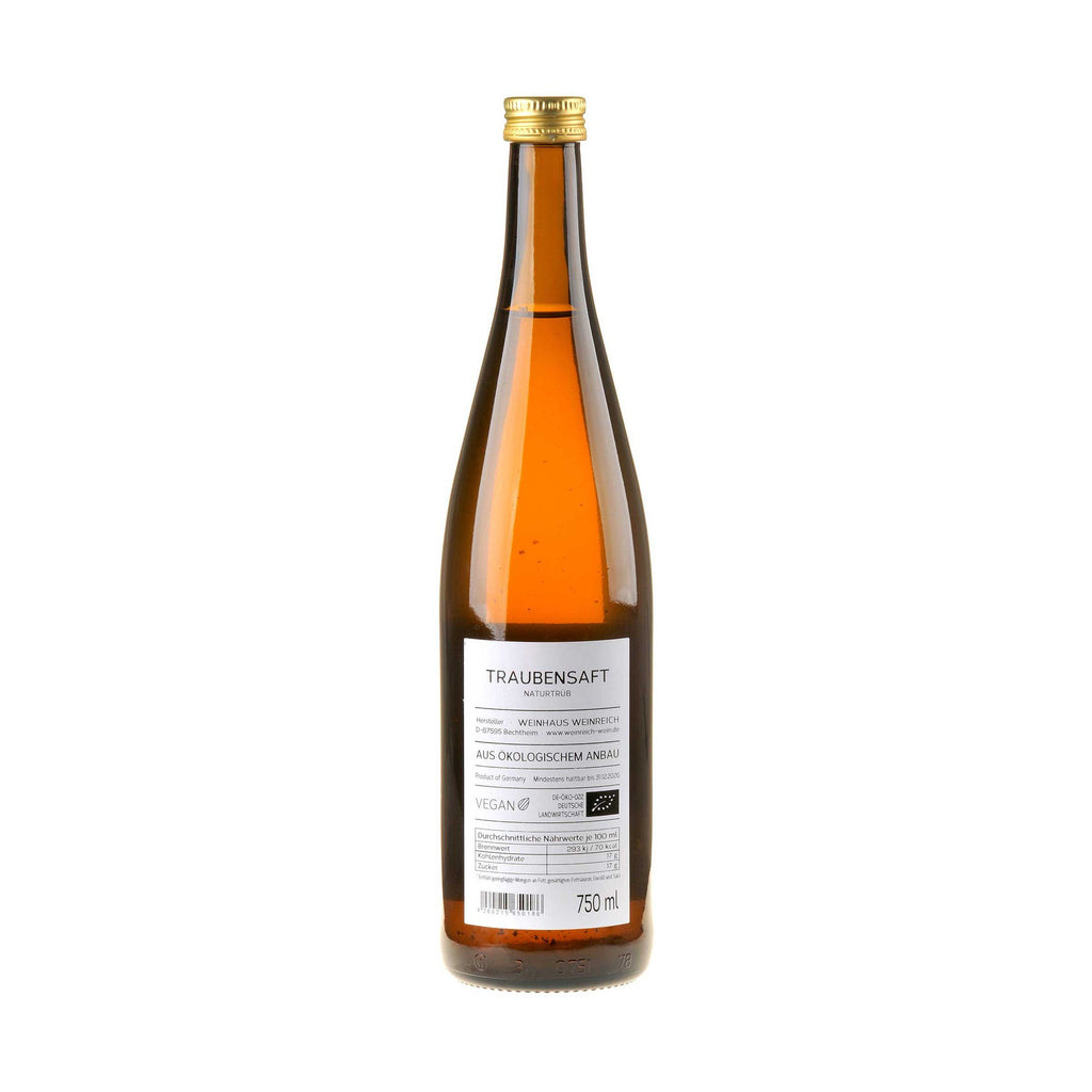 Weinreich Traubensaft weiß Bio naturtrüb Rücketikett